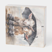 Rainy Day Goats  Wooden Box Sign (Angled Vertical)