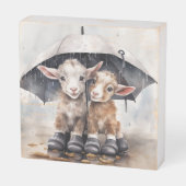 Rainy Day Goats  Wooden Box Sign (Angled Horizontal)