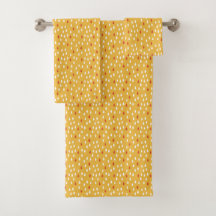 Rainy Day Gold Yellow White Red Raindrops Pattern