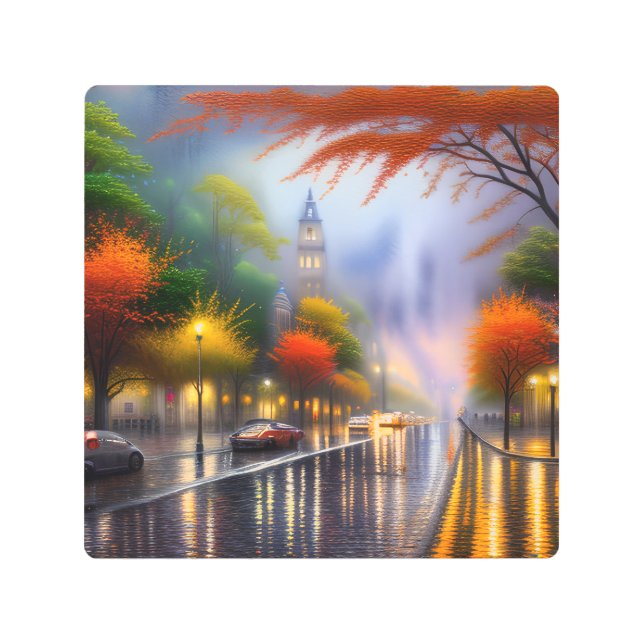 Rainy Day Graphic Metal Print (Front)