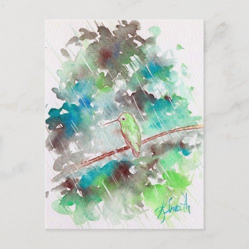 Rainy Day Hummingbird Postcard