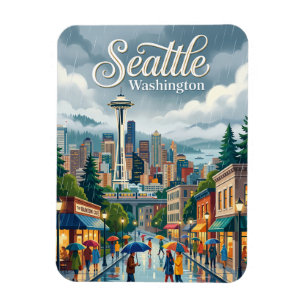 Rainy Day in Seattle Washington Magnet