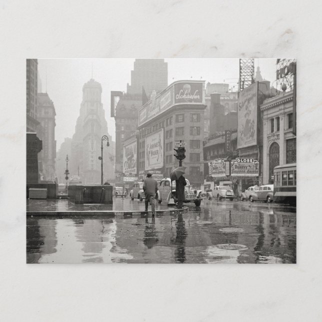 Rainy Day in Times Square, 1943 Postcard (Front)