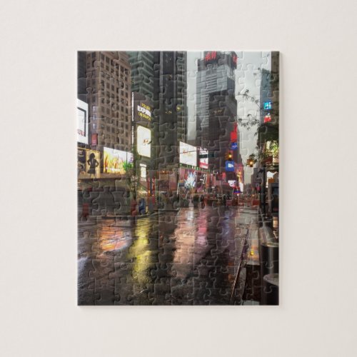 Rainy Day in Times Square NYC New York City Photo Jigsaw Puzzle