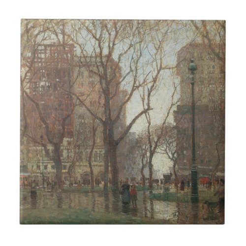 Rainy Day Madison Square New York Paul Cornoyer Ceramic Tile