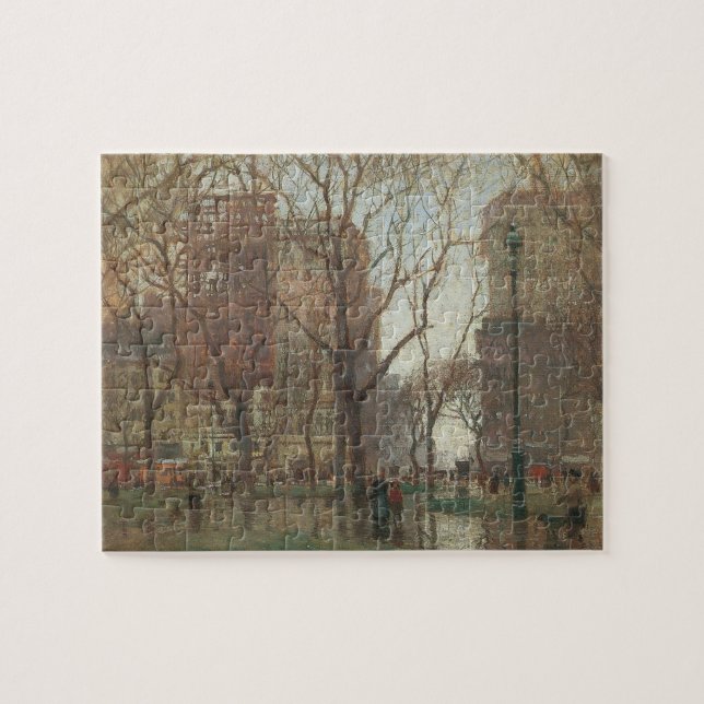 Rainy Day, Madison Square, New York, Paul Cornoyer Jigsaw Puzzle (Horizontal)