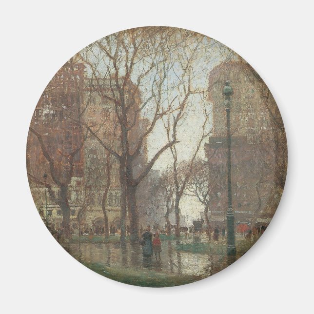 Rainy Day, Madison Square, New York, Paul Cornoyer Magnet (Front)