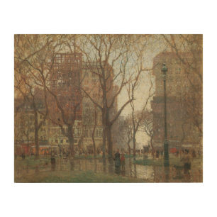 Rainy Day, Madison Square, New York, Paul Cornoyer Wood Wall Decor