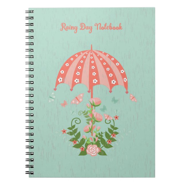 Rainy Day Notebook in Peach and Green (Front)