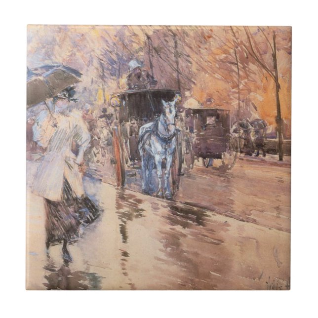 Rainy Day on Fifth Avenue (New York City) Ceramic Tile (Front)