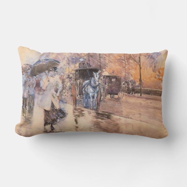 Rainy Day on Fifth Avenue (New York City) Lumbar Pillow (Front)