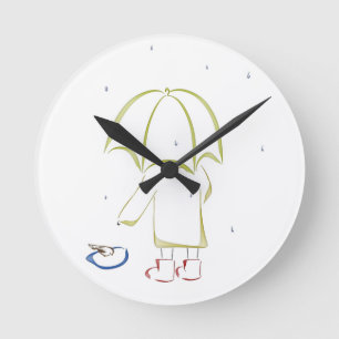 Rainy day puddle round clock