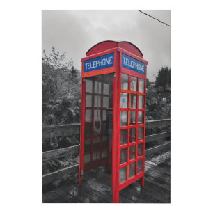 Rainy Day Red Telephone Booth Urban Dramatic Faux Canvas Print