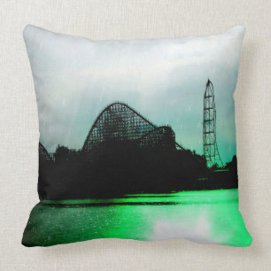 Rainy Day Roller Coaster Throw Pillow
