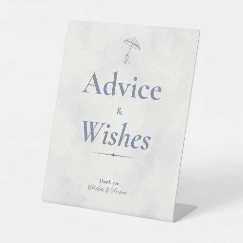 Rainy Day Romance Umbrella Blue Advices & Wishes Pedestal Sign
