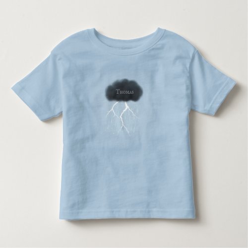Rainy Day Thunder Cloud With Babys Name Blue Toddler T_shirt