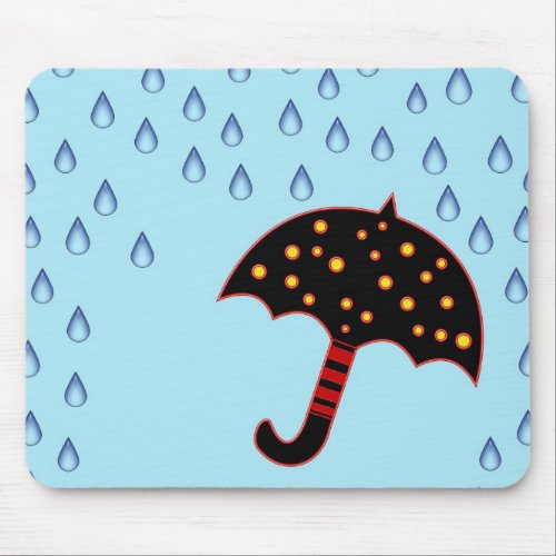 rainy day with umbrella mouse pad