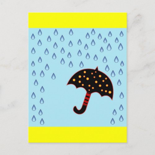 rainy day with umbrella postcard