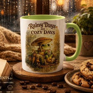 Rainy Days Are Cozy Days Cute Frog Coffee Lover Ac Mug
