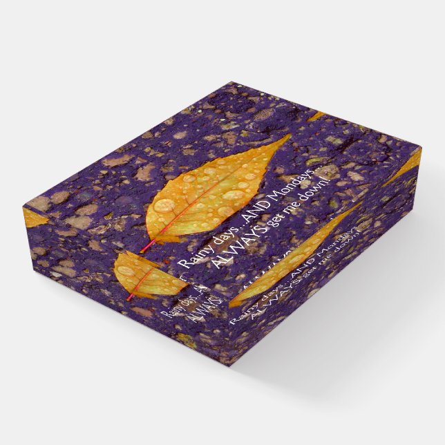 Rainy Days / leaf on ground with raindrops Paperweight (Angled)