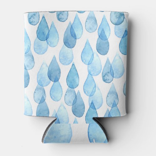 Rainy Days Watercolor Pattern Vintage Can Cooler