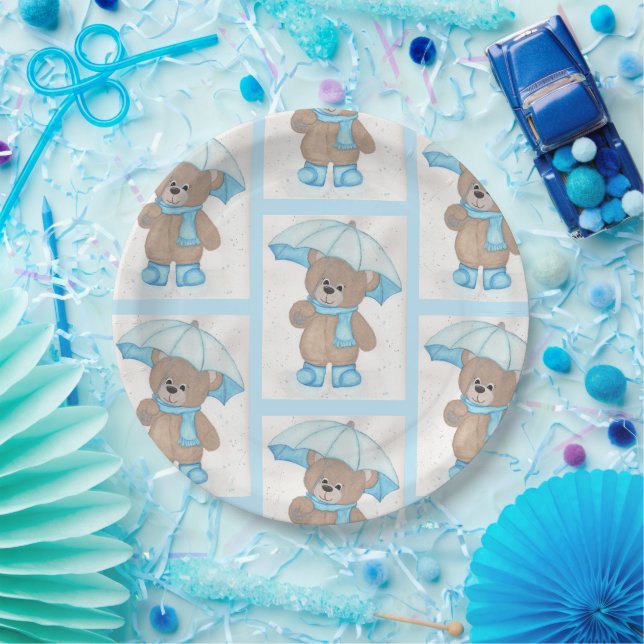 Rainy Daze Teddy Bear Paper Plates (Party)