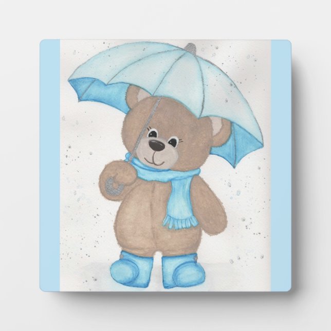 Rainy Daze Teddy Bear Plaque (Front)