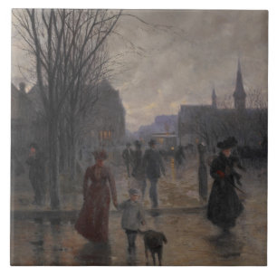 Rainy Evening on Hennepin Avenue, c.1902 Ceramic Tile
