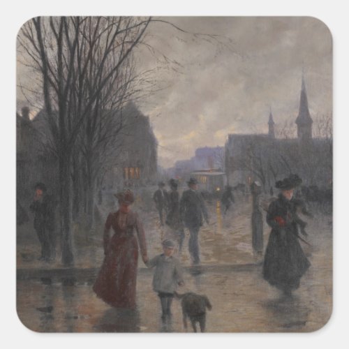 Rainy Evening on Hennepin Avenue c1902 Square Sticker