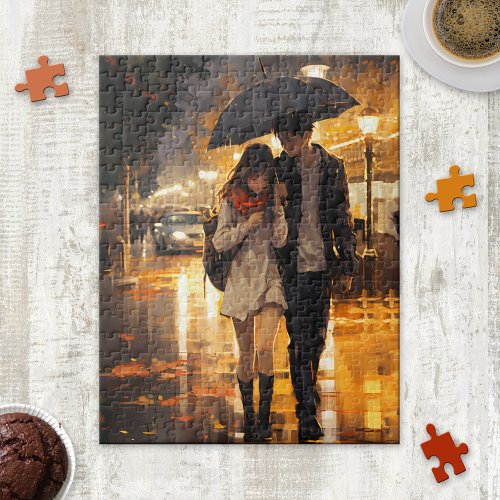 Rainy Fall Day Love Umbrella Puzzle