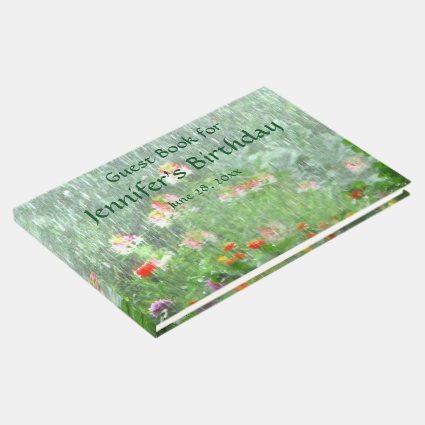 Rainy Flower Garden Birthday Party Guest Book