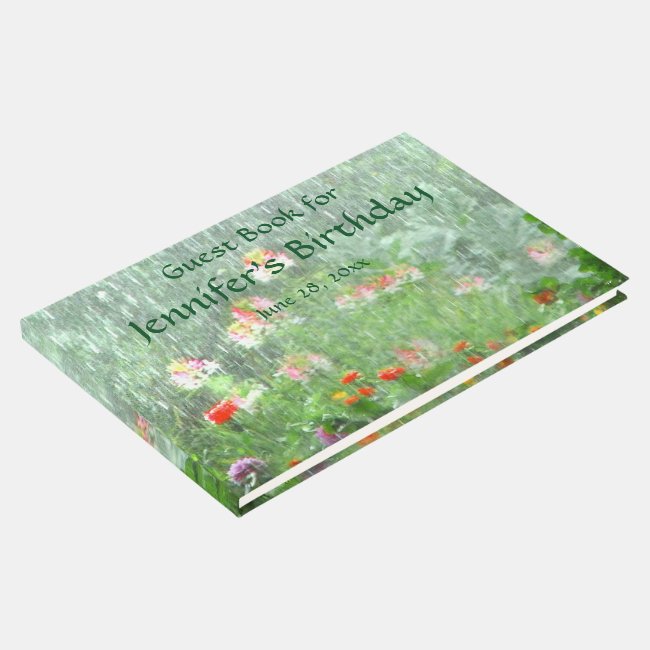 Rainy Flower Garden Birthday Party Guest Book
