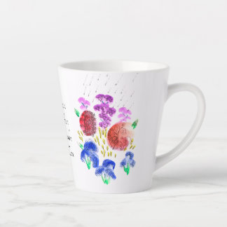 Rainy Flower Garden in Bright Colors Small Latte L Latte Mug