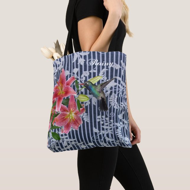 RAINY HUMMINGBIRD* TOTE BAG (Close Up)