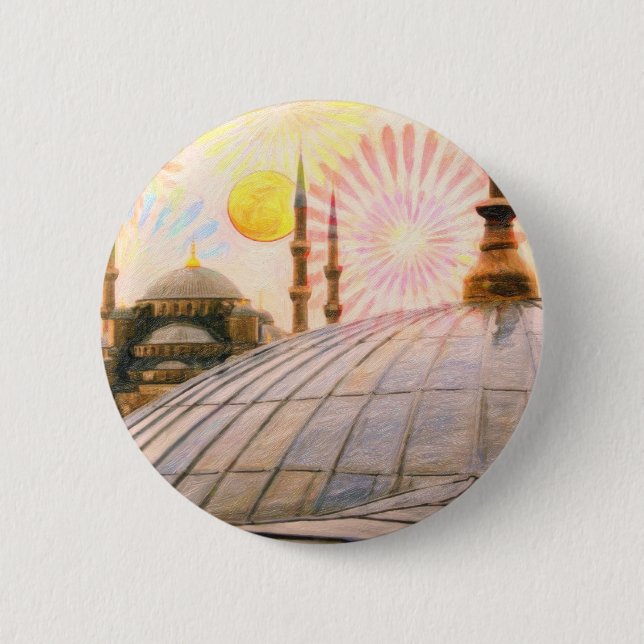 Rainy Istanbul Pinback Button (Front)