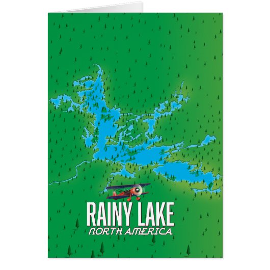 Rainy Lake North american lake map Cards (Front)