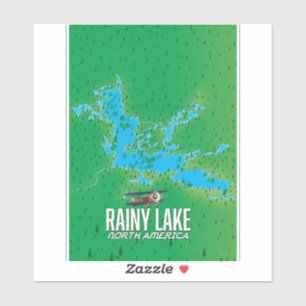 Rainy Lake North american lake map Sticker
