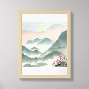 Rainy mountain day framed art