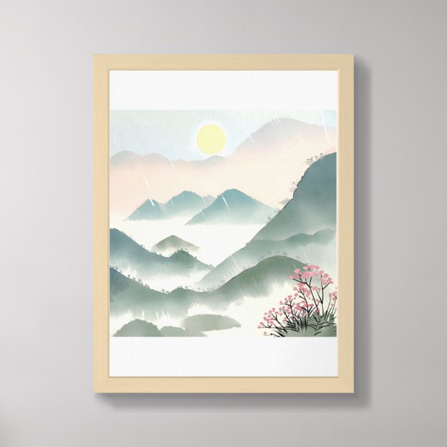 Rainy mountain day framed art (Framed Front)