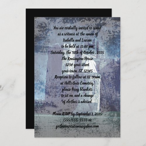 Rainy Night Castle Goth Wedding Invitations