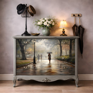 Rainy Park Stroll Decoupage Tissue Paper