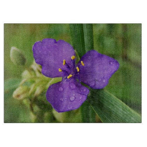 Rainy Purple Virginia Spiderwort Flower Cutting Board