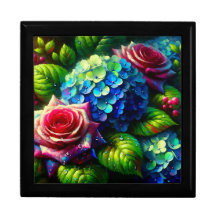 “Rainy Radiant Hydrangeas and Roses Art”