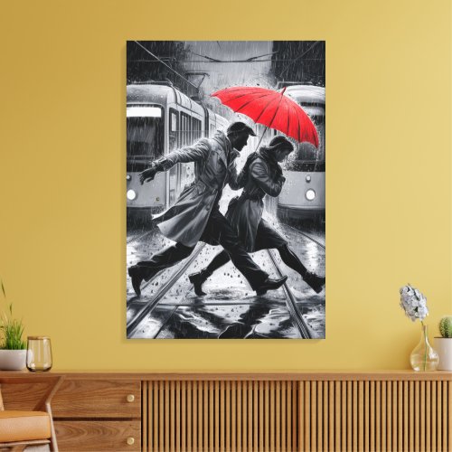 Rainy Romance A Crossing of Love Canvas Print