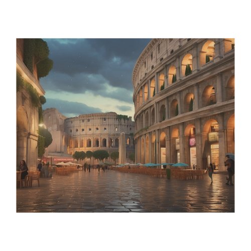 Rainy Rome Colosseum Charm _ Wood Wall Art 