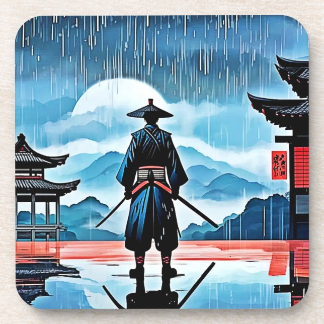 Rainy Samurai: Silent Vigil Beverage Coaster (Front)