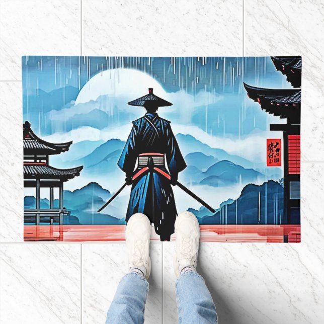 Rainy Samurai: Silent Vigil Doormat (Indoor)