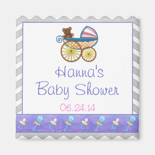 Rainy Sky Gray Chevron and Purple Baby Magnet