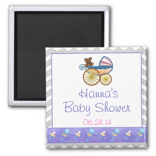 Rainy Sky Gray Chevron and Purple Baby Magnet