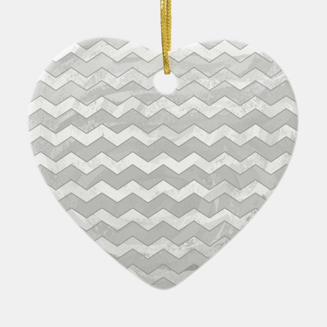 Rainy Sky Gray Chevron Pattern Ceramic Ornament (Front)